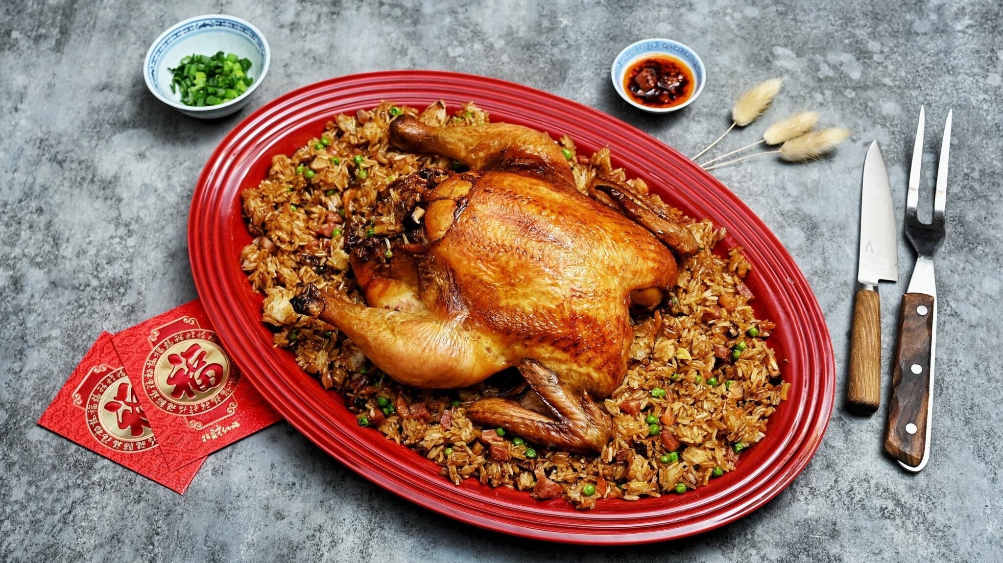 Roast Chicken with Chinese Sticky Rice Stuffing – Lunar New Year