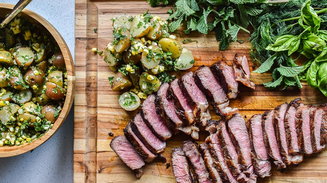 Cold Smoked Steaks With Herbed Potato Salad