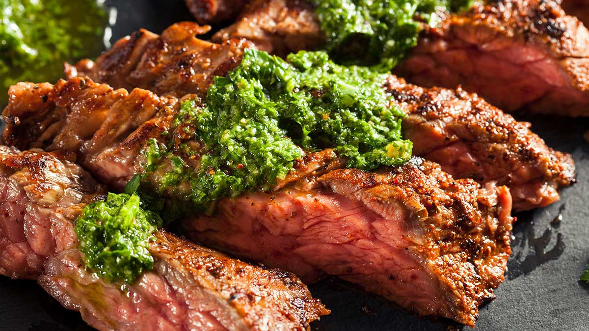 Peppered Flank Steak with Chimichurri