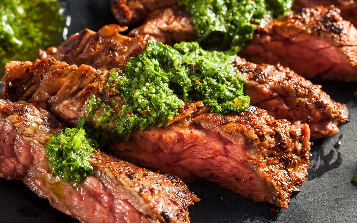 Peppered Flank Steak with Chimichurri